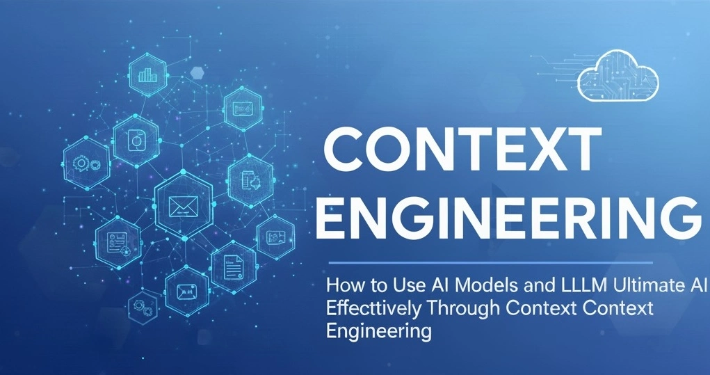 A conceptual image representing context engineering for AI and LLM models.
